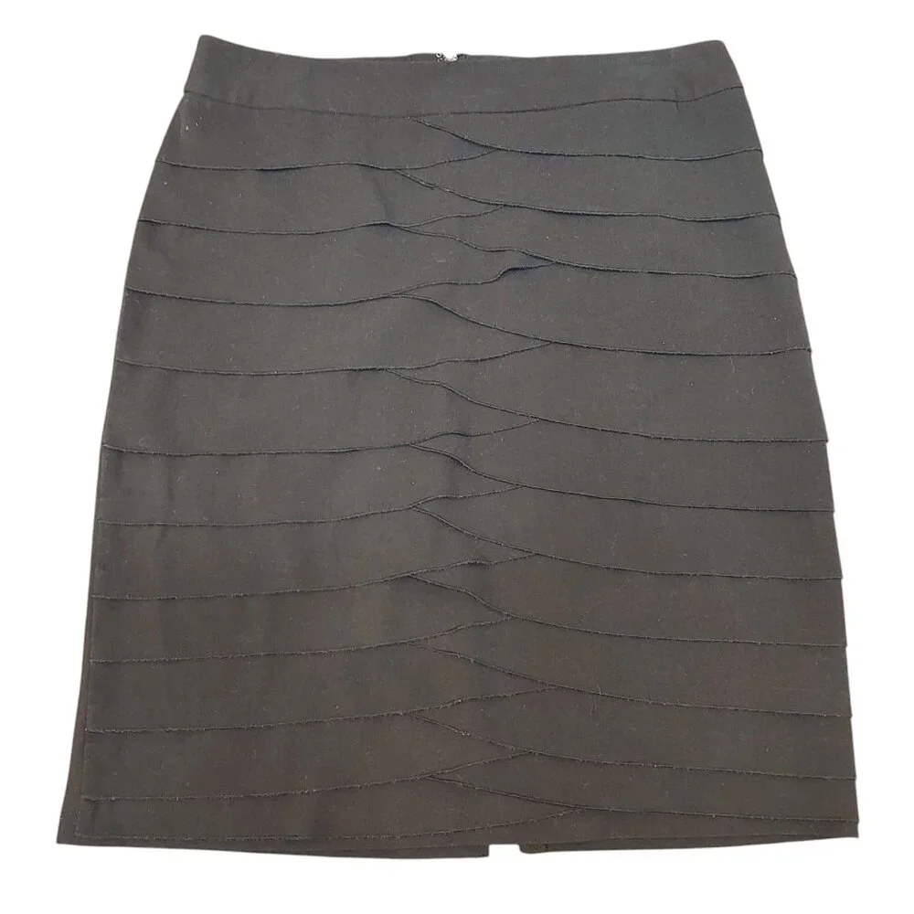 Larry Levine Women's Black Stretch Skirt – Size 10, Polyester Blend with Zipper